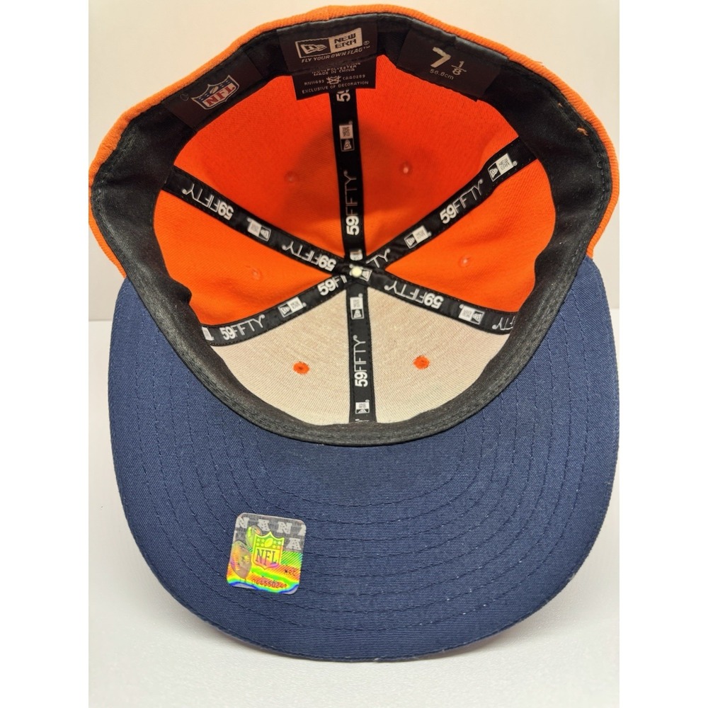 New Era 59FIFTY Denver Broncos Fitted Hat 7 1/8 Orange & Navy NFL On-Field Cap - Picture 5 of 5